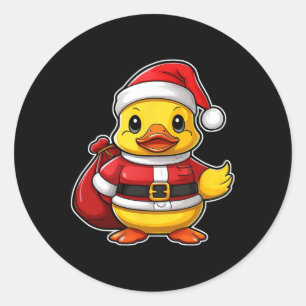 Santa Claus Rubber Eend Kerst Kerstpyjama Ronde Sticker