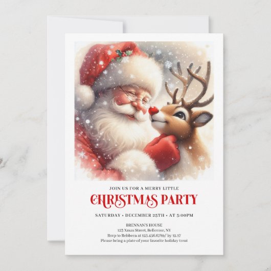 Santa Claus Rudolph Christmas Joyful Winter Party  Kaart (Voorkant)