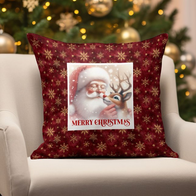 Santa Claus Rudolph Festive Holiday Throw Pillow  Kussen (Santa Claus Rudolph Festive Holiday Throw Pillow Gift

)