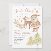 Santa Claus Rudolph Kinder Holiday Birthday Party  Kaart (Voorkant)