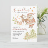 Santa Claus Rudolph Kinder Holiday Birthday Party  Kaart (Staand voorkant)