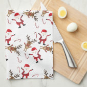 Santa Claus Rudolph The Red Nosed Reindeer Pattern Theedoek (Quarter Fold)