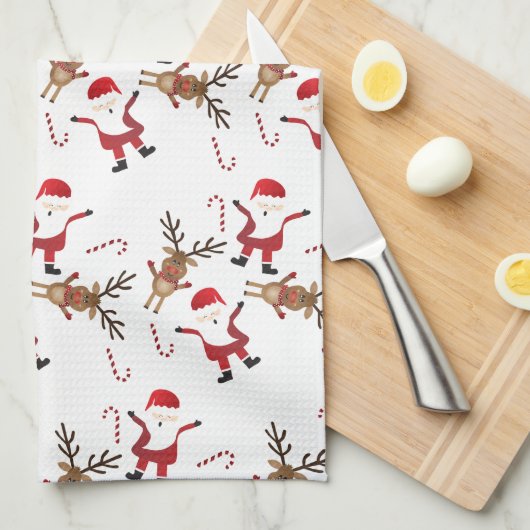 Santa Claus Rudolph The Red Nosed Reindeer Pattern Theedoek (Quarter Fold)