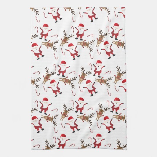 Santa Claus Rudolph The Red Nosed Reindeer Pattern Theedoek (Verticaal)