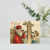 Santa Claus Sack of Toys Holly Phone Feestdagenkaart (Staand voorkant)