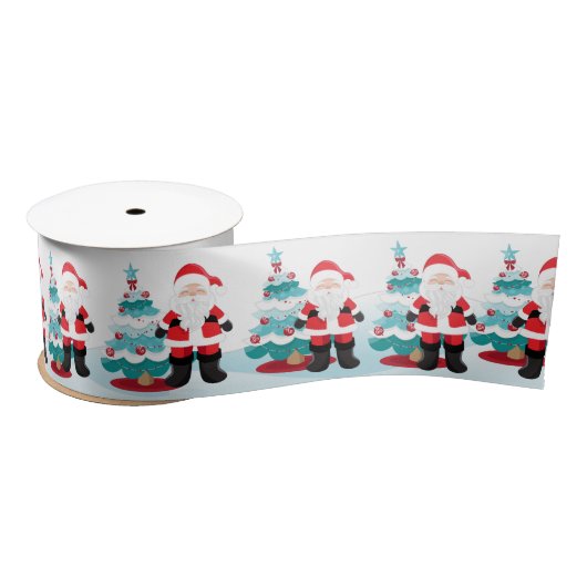 Santa Claus Satin Ribbon Satijnen Lint (Spoel)