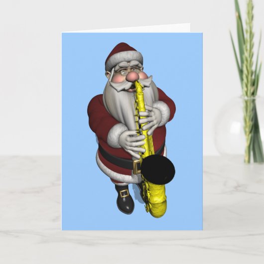 Santa Claus Saxophone Feestdagen Kaart (Voorkant)