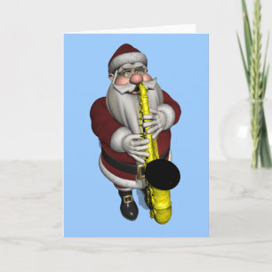 Santa Claus Saxophone Feestdagen Kaart
