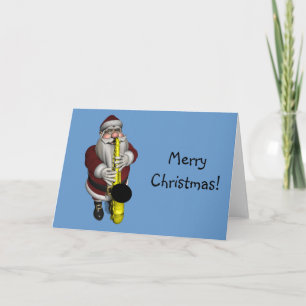 Santa Claus Saxophone Feestdagen Kaart