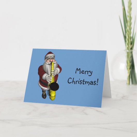 Santa Claus Saxophone Feestdagen Kaart (Voorkant)