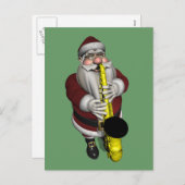 Santa Claus Saxophone Feestdagenkaart (Voorkant / Achterkant)