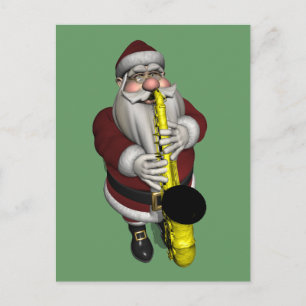 Santa Claus Saxophone Feestdagenkaart