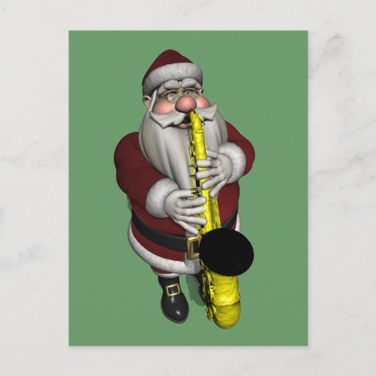 Santa Claus Saxophone Feestdagenkaart (Voorkant)