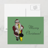 Santa Claus Saxophone Feestdagenkaart (Voorkant / Achterkant)
