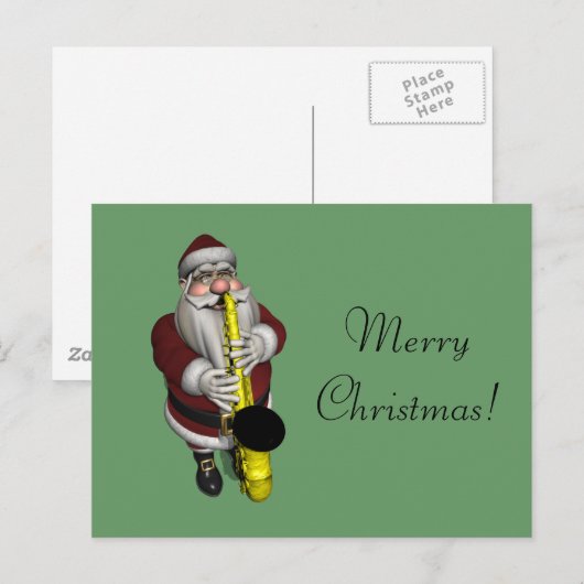 Santa Claus Saxophone Feestdagenkaart (Voorkant / Achterkant)
