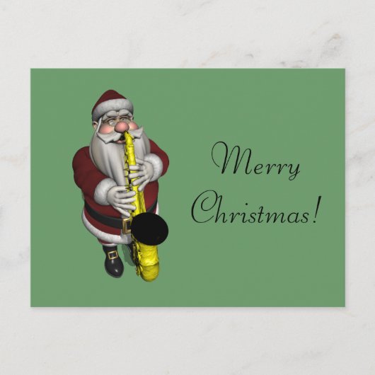 Santa Claus Saxophone Feestdagenkaart (Voorkant)