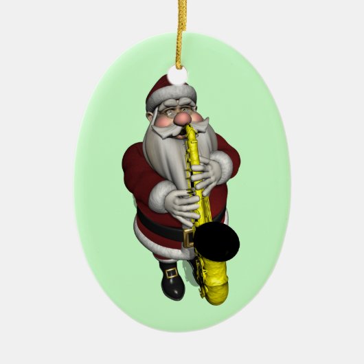 Santa Claus Saxophone-speler Keramisch Ornament (Voorkant)