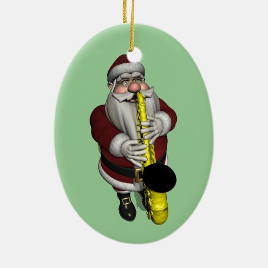 Santa Claus Saxophone-speler Keramisch Ornament (Achterkant)
