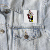 Santa Claus Saxophone-speler Vierkante Button 5,1 Cm (In situ)