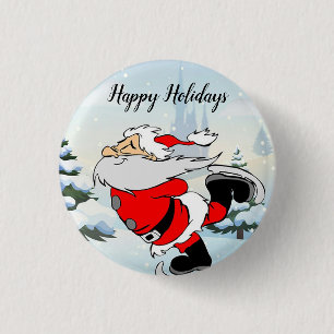 Santa Claus-Schaats op ijssneeuw Ronde Button 3,2 Cm