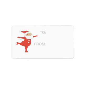 Santa Claus schaatsen GIFT-LABEL Etiket