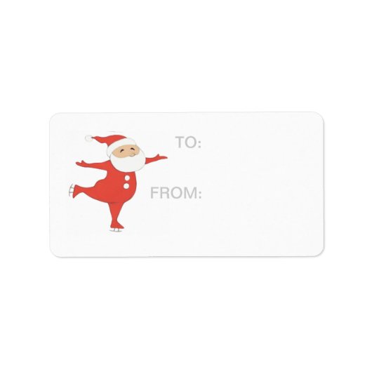 Santa Claus schaatsen GIFT-LABEL Etiket (Voorkant)
