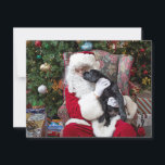 Santa Claus Schattigee Puppy Zwarte Labrador Kerst Feestdagenkaart<br><div class="desc">Send Christmas greetings with this adorable Santa Claus and Black Labrador Puppy Christmas Card. Back: Merry Christmas ~ Wishing you a foliday season filled with love, laughter, and joy. Merry Christmas & a Happy New Year Personalize with your families name, and names of families members. Visit our collection for matching...</div>
