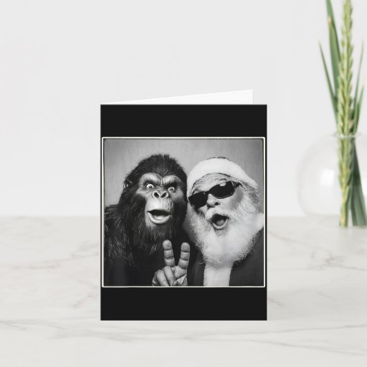 Santa Claus Selfie Bigfoot Christmas Funny Sasquat Kaart (Voorkant)