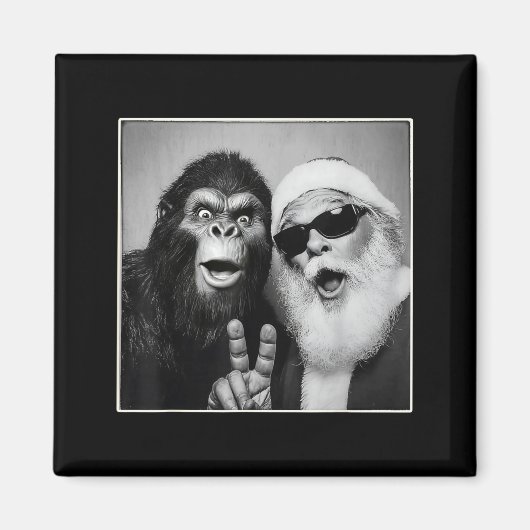 Santa Claus Selfie Bigfoot Christmas Funny Sasquat Magneet (Voorkant)
