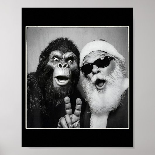 Santa Claus Selfie Bigfoot Christmas Funny Sasquat Poster (Voorkant)