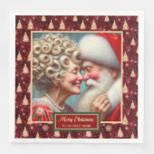 Santa Claus Servetten Rood Goud Groen Kerstthema (Voorkant)