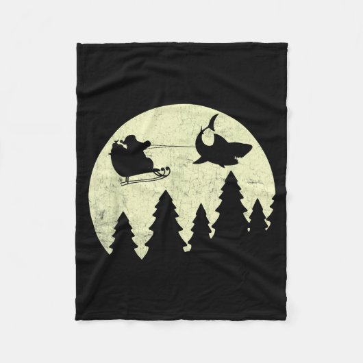 Santa Claus Shark Sleigh Christmas Funny Fleece Deken (Voorkant)