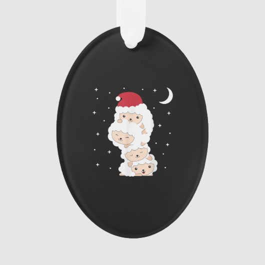 Santa Claus Sheep Christmas Lamb Farm Animals Gift Ornament (voorkant)