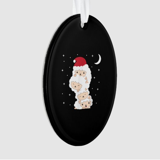 Santa Claus Sheep Christmas Lamb Farm Animals Gift Ornament (voorkant)