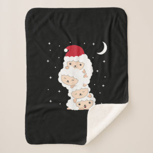 Santa Claus Sheep Christmas Lamb Farm Animals Gift Sherpa Deken