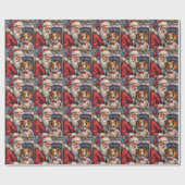 Santa Claus Shetland Sheepdog Christmas Art Cadeaupapier (Vlak)