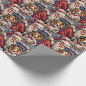 Santa Claus Shetland Sheepdog Christmas Art Cadeaupapier (Hoek)