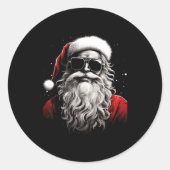 Santa Claus Silhouette Christmas Sungles Caricatur Ronde Sticker (Voorkant)