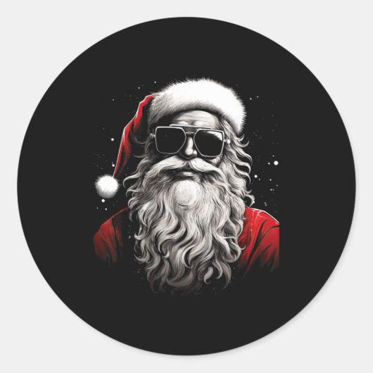 Santa Claus Silhouette Christmas Sungles Caricatur Ronde Sticker (Voorkant)