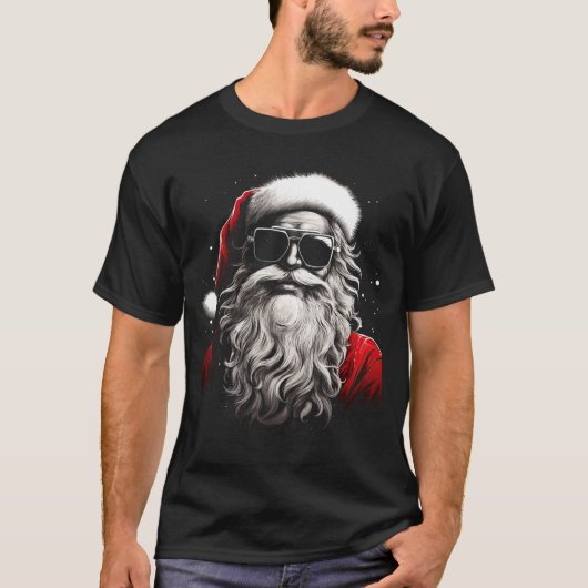 Santa Claus Silhouette Christmas Sungles Caricatur T-shirt (Voorkant)