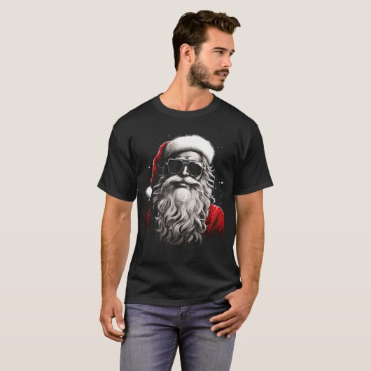 Santa Claus Silhouette Christmas Sungles Caricatur T-shirt (Voorkant volledig)