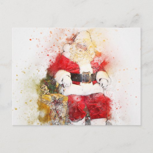 Santa Claus Sitting Briefkaart (Voorkant)