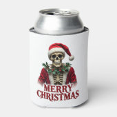 Santa Claus Skeleton Outfit Skull Funny Christmas Blikjeskoeler (Blikje Voorkant)