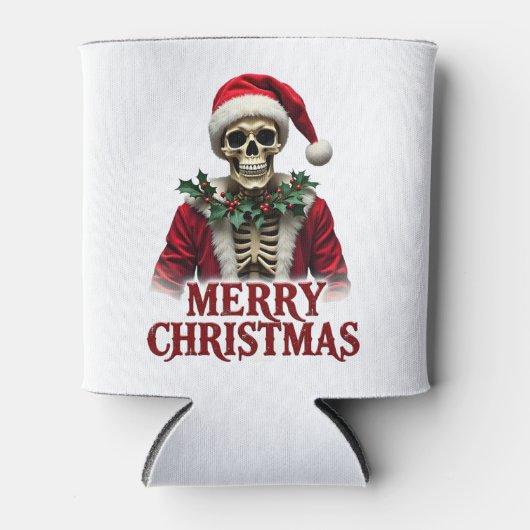 Santa Claus Skeleton Outfit Skull Funny Christmas Blikjeskoeler (Voorkant)