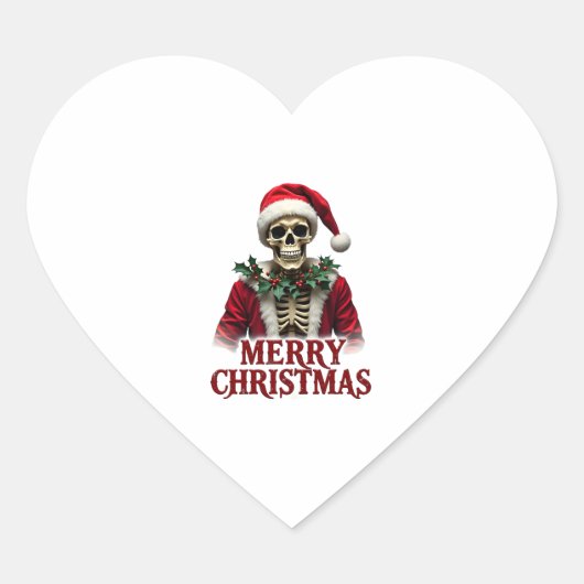 Santa Claus Skeleton Outfit Skull Funny Christmas  Hart Sticker (Voorkant)