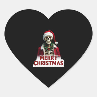 Santa Claus Skeleton Outfit Skull Funny Christmas  Hart Sticker