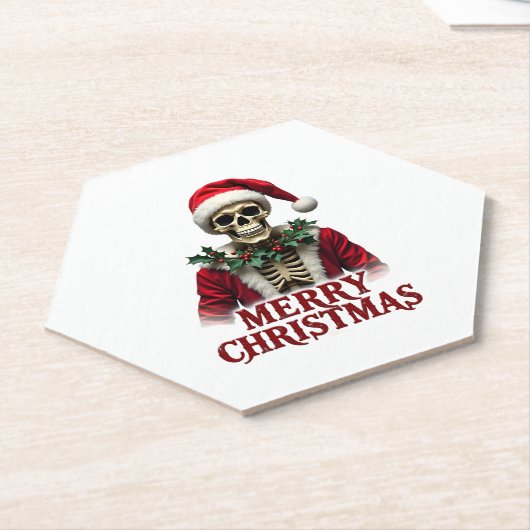 Santa Claus Skeleton Outfit Skull Funny Christmas  Kartonnen Onderzetters (Schuin)