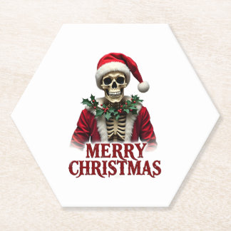 Santa Claus Skeleton Outfit Skull Funny Christmas  Kartonnen Onderzetters