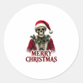 Santa Claus Skeleton Outfit Skull Funny Christmas  Ronde Sticker (Voorkant)