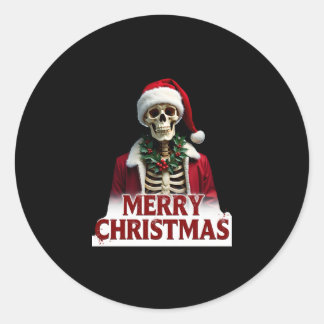 Santa Claus Skeleton Outfit Skull Funny Christmas  Ronde Sticker